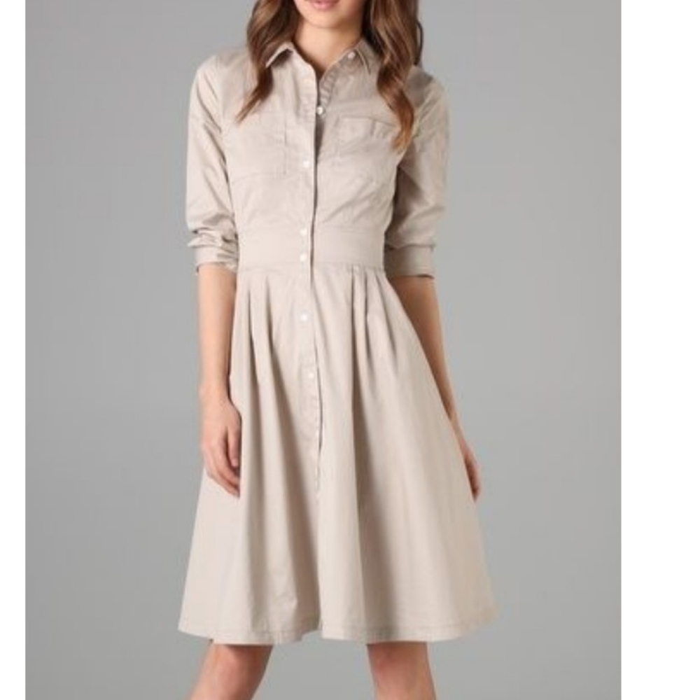Club Monaco Fit and Flare Beige shirt Dress